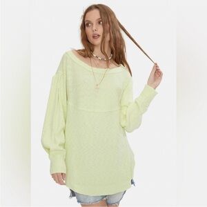 FREE PEOPLE - We The Free - OG Thermal Long Sleeve - Glow Party Green - XS